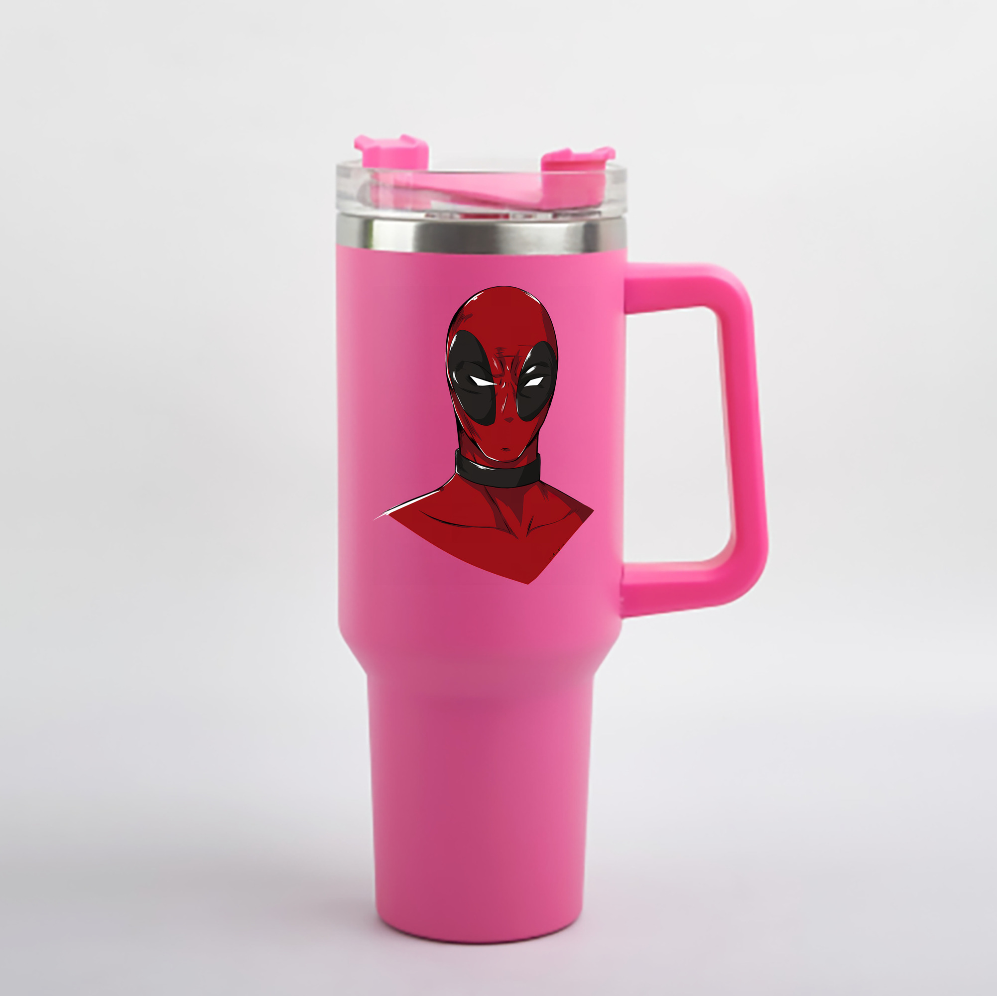 （画像用） Deadpool デッドプール 1200mL車用タンブラー - クリスタルステッカー（プラスチックストロー付き）